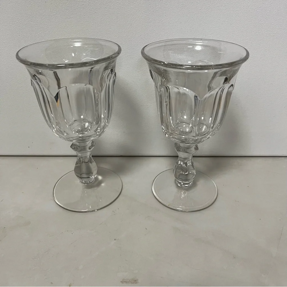 VTG Imperial Glass Old Williamsburg Elegant Clear Glass Water Wine Goblets